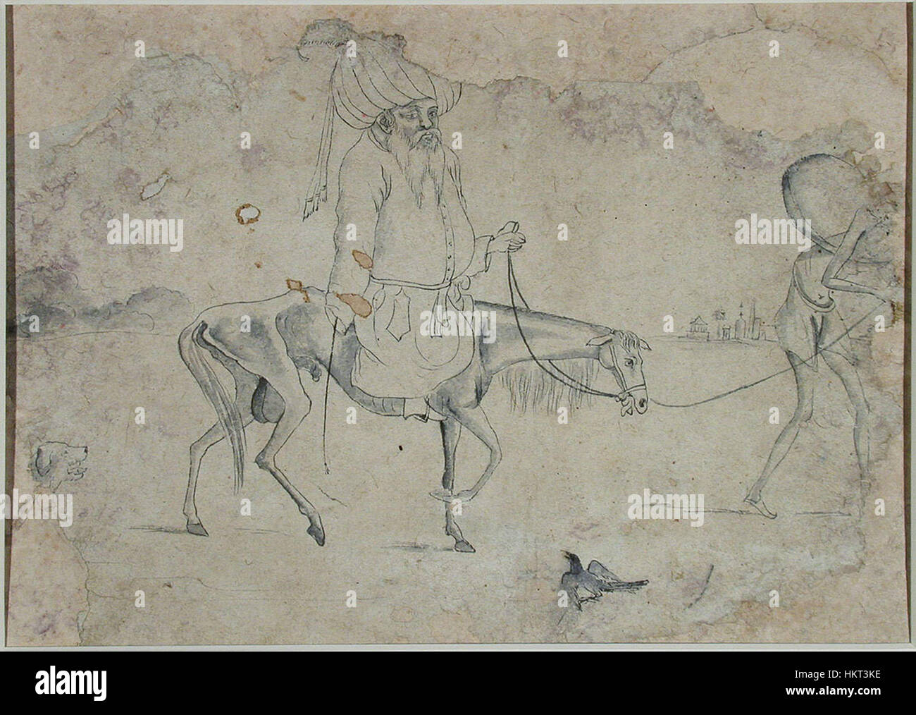 Dopiaza, un personaggio dei fumetti di un mullah, seduto su un emaciato cavallo (6124537145) Foto Stock