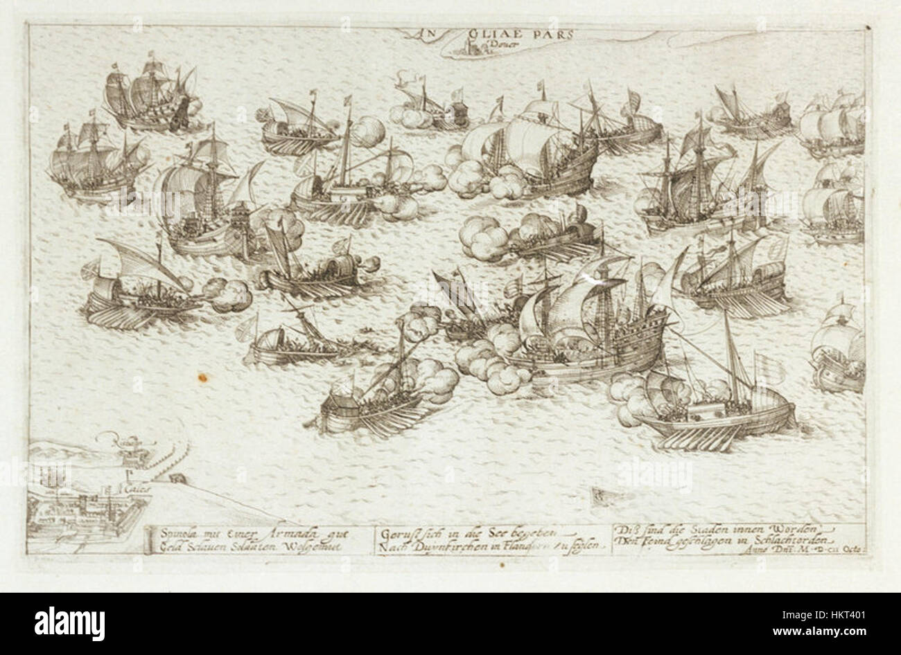 Questo dipinto del 1602 cattura la città portuale di dover, in Inghilterra, con particolare attenzione al vivace porto e al traffico marittimo. L'opera d'arte offre una vista storica del porto durante i primi anni del XVII secolo, raffigurando le navi e la vivace atmosfera marittima dell'epoca. Foto Stock