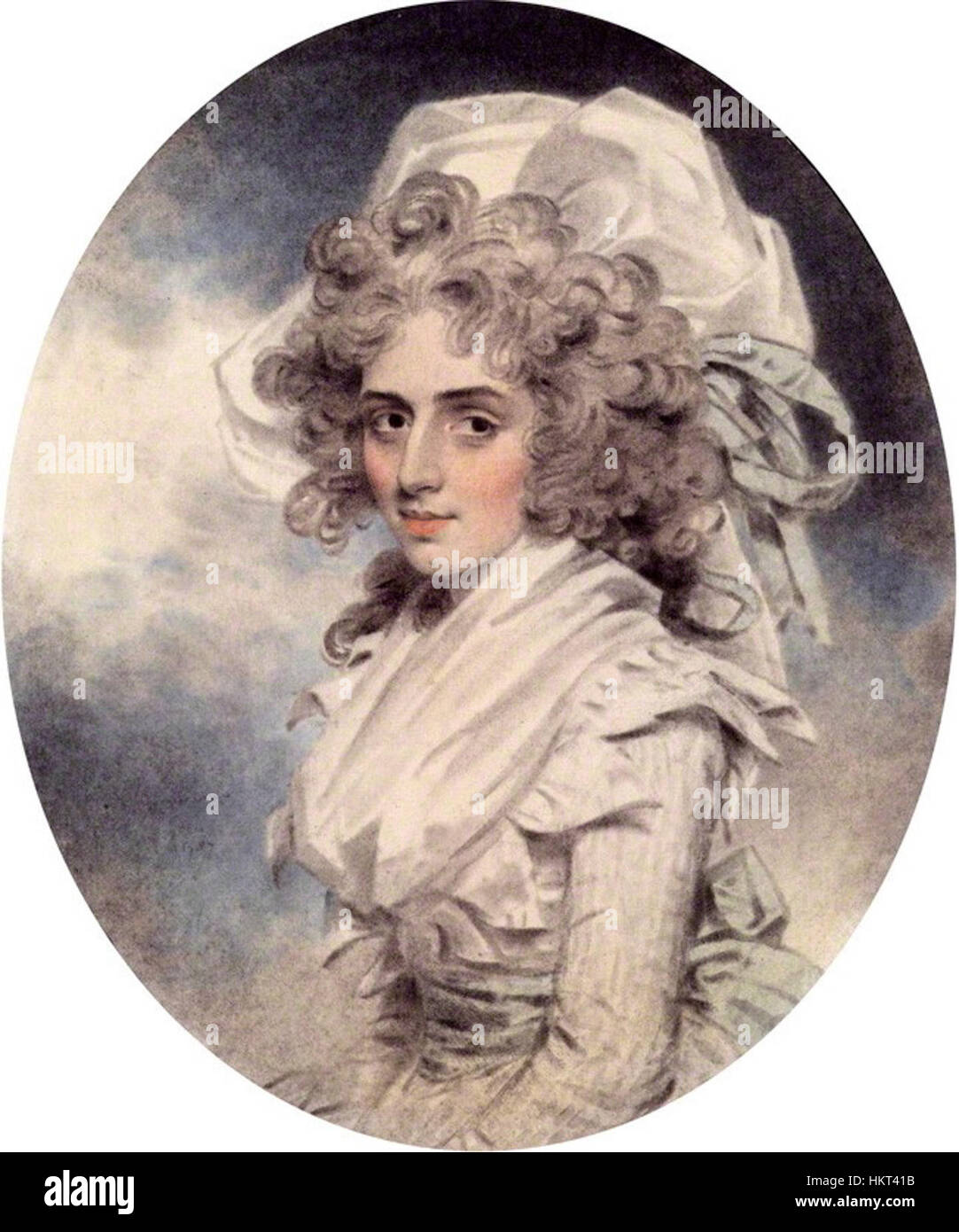 Questo ritratto di Downman di Sarah Siddons cattura la famosa attrice inglese in una posa regale, evidenziando la sua presenza drammatica. Siddons era famosa per i suoi ruoli nelle tragedie shakespeariane, e il ritratto enfatizza la sua espressione teatrale e la sua dignità. Foto Stock Questo ritratto di Downman di Sarah Siddons cattura la famosa attrice inglese in una posa regale, evidenziando la sua presenza drammatica. Siddons era famosa per i suoi ruoli nelle tragedie shakespeariane, e il ritratto enfatizza la sua espressione teatrale e la sua dignità. Foto Stock