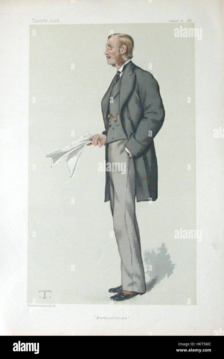 Questo ritratto di Earl Percy è stato presentato in Vanity Fair il 27 agosto 1881. Mostra la dettagliata somiglianza dell'aristocratico britannico, disegnata nel caratteristico stile satirico della rivista. Foto Stock