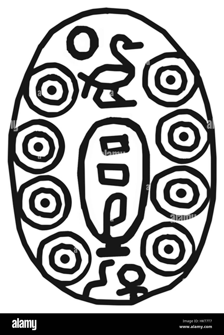 Questo scarabeo egiziano del Walters Art Museum presenta il cartiglio del faraone Sheshi. L'artefatto è un esempio significativo di gioielli antichi egizi e di arte simbolica. Foto Stock