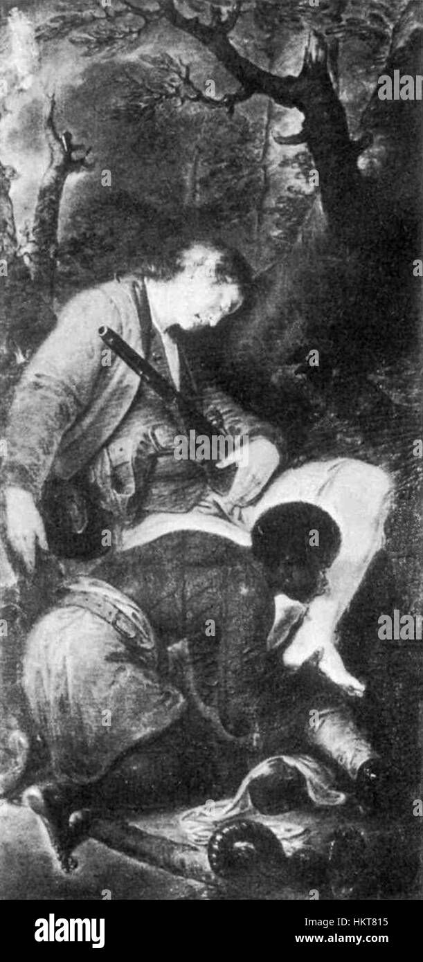 Questo dipinto del 1782 ritrae un uomo africano che aiuta un inglese succhiando veleno serpente dalla sua ferita. L'opera evidenzia i temi della sopravvivenza, dell'eroismo e delle dinamiche razziali nel contesto storico. Foto Stock