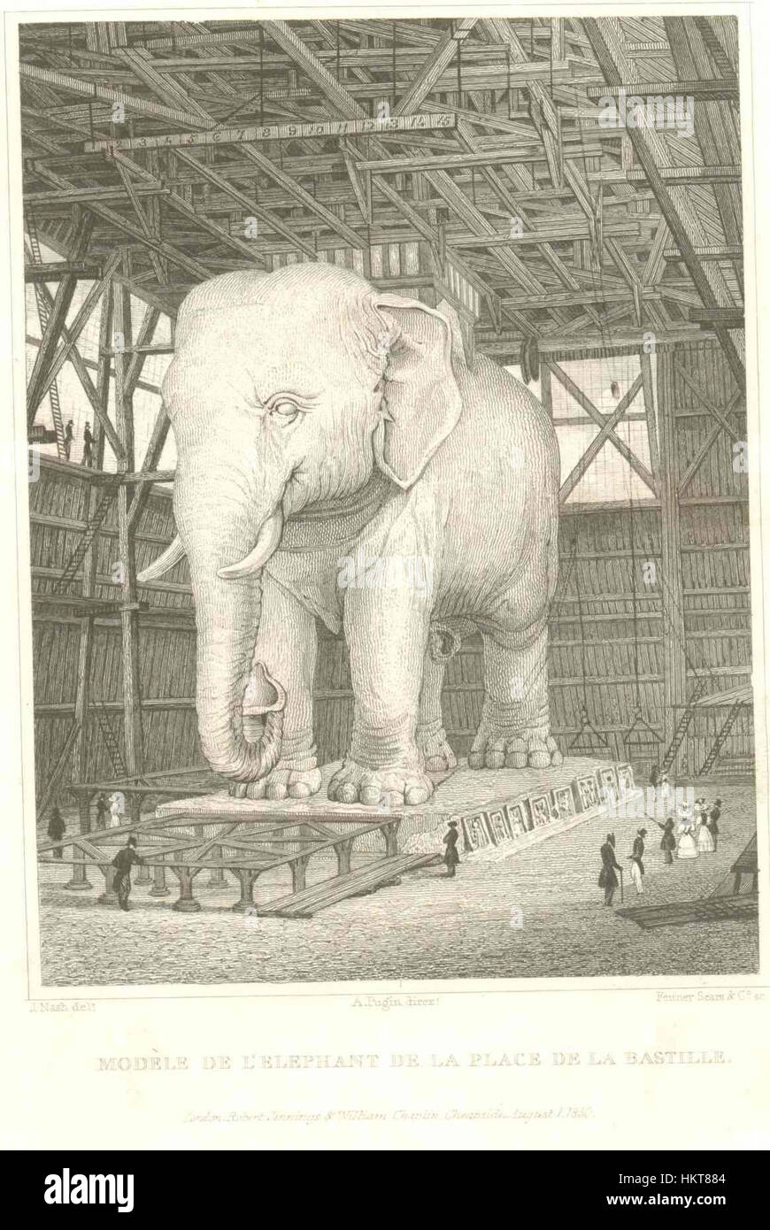 "Elephant-siderography-la Bastille 2" è un'opera d'arte concettuale che unisce elementi di scultura e incisione, catturando l'iconica fortezza francese, la Bastille, e il suo significato storico. Foto Stock