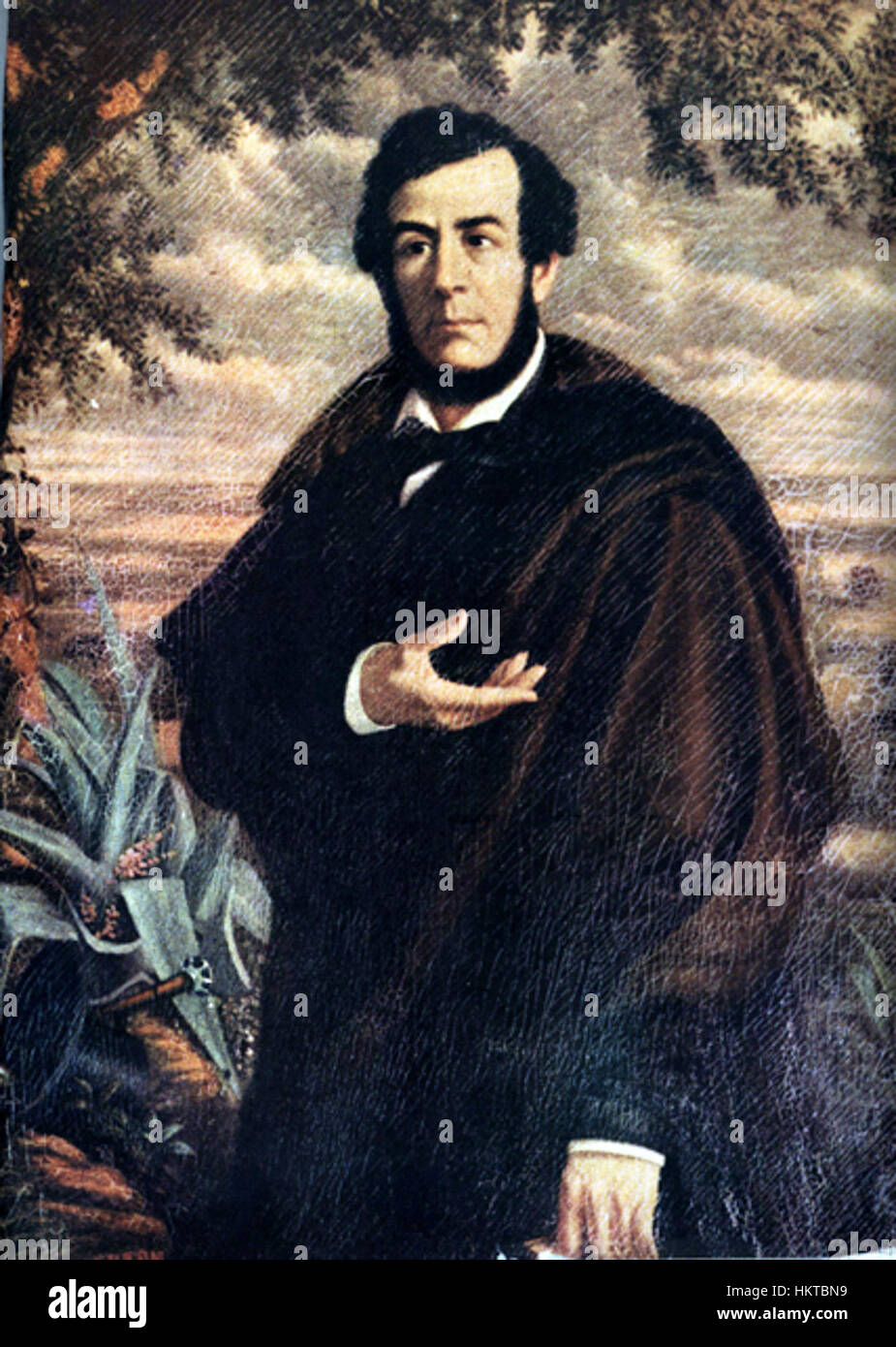 Esteban Echeverría, una figura influente nella letteratura e nell'arte argentina, è noto per le sue opere che hanno catturato i cambiamenti sociali nell'Argentina del XIX secolo. Il suo stile artistico mescolava l'identità nazionale con le influenze europee, presentando una prospettiva unica sulla cultura argentina durante un periodo di significativa trasformazione. Foto Stock