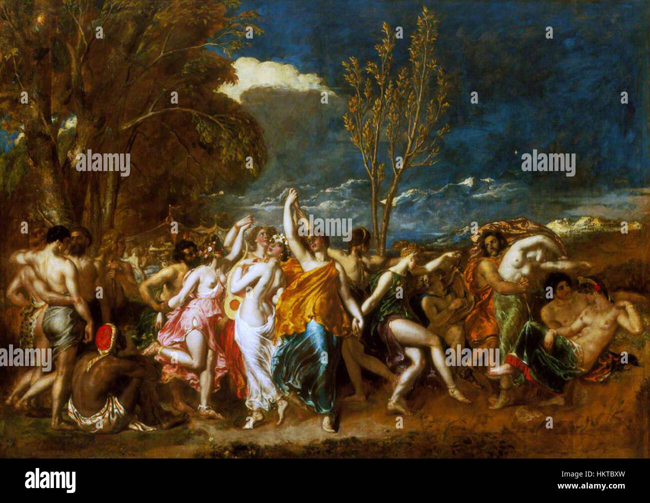 Il dipinto "il mondo prima del diluvio" di Etty, mostrato a Southampton, rappresenta una scena drammatica della creazione biblica e del diluvio. Il lavoro di Etty cattura il caos e l'imminente disastro prima dell'alluvione, sottolineando la sua abilità nel rappresentare la profondità emotiva e il potere della natura. Foto Stock