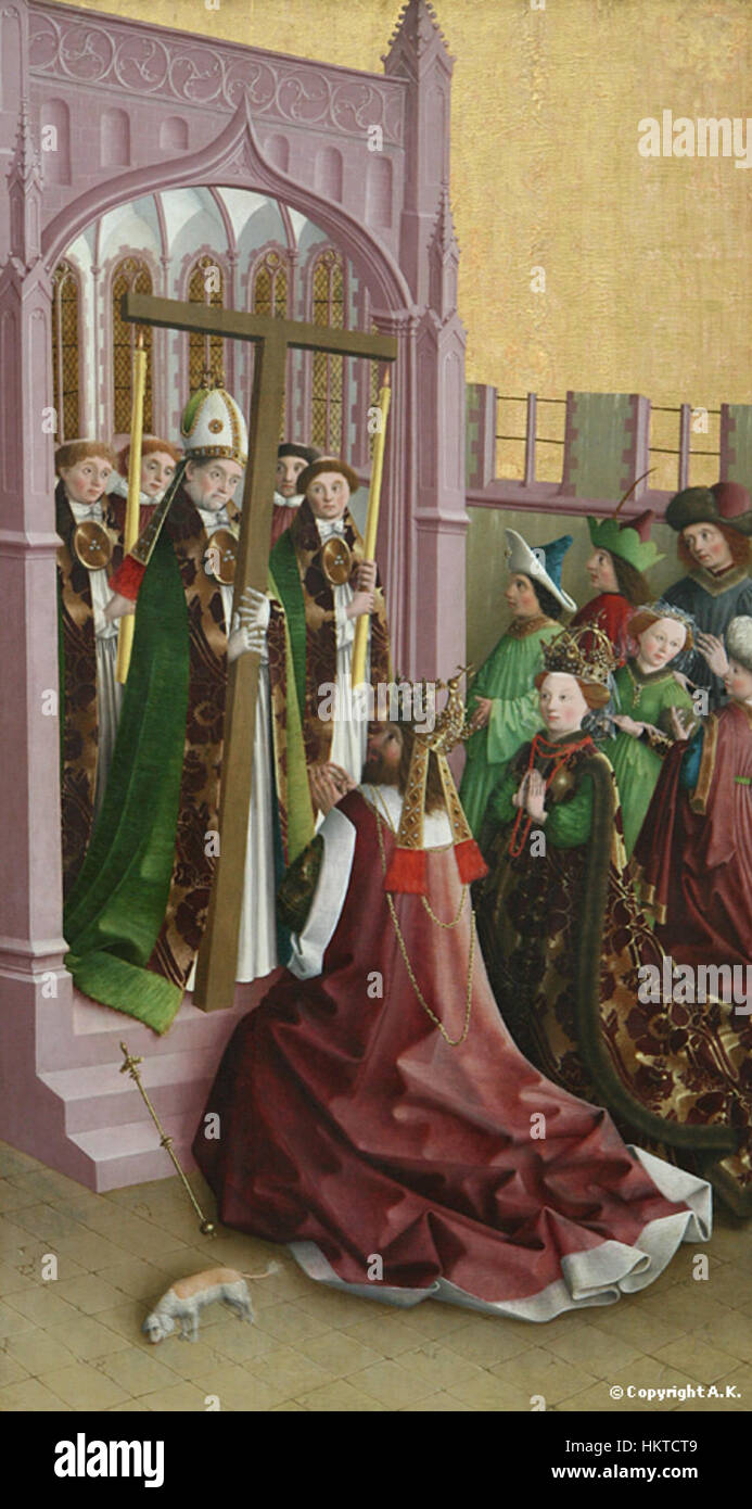 *Exaltation de la Sainte Croix* è un'opera religiosa raffigurante l'esaltazione della Santa Croce, un momento importante nella tradizione religiosa cristiana, spesso mostrata nell'arte bizantina e medievale. Foto Stock