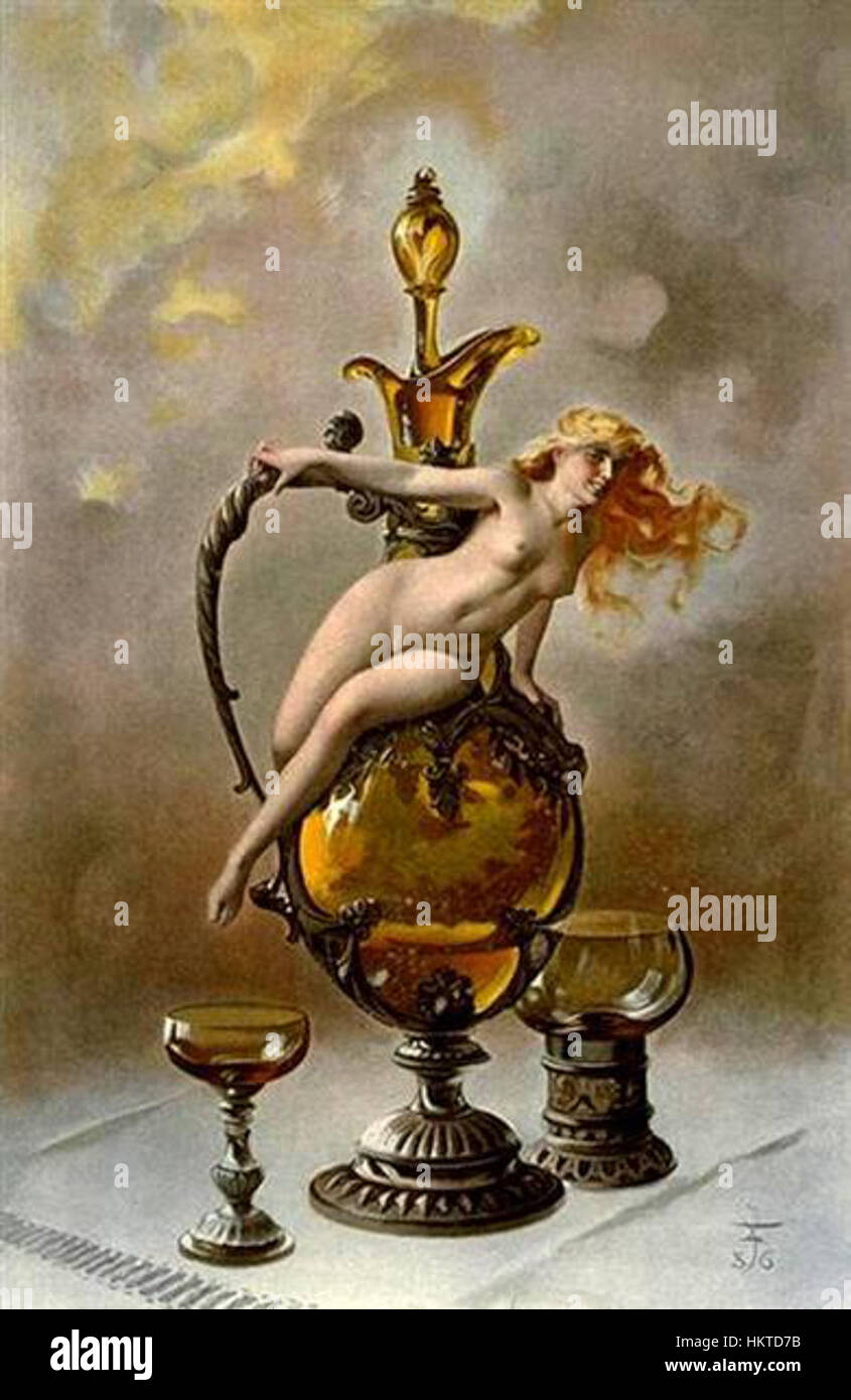 *Wine of Tokai* di Luis Ricardo Falero è un dipinto ad olio che esemplifica la sua maestria nella raffigurazione di temi vivaci e storici. L'opera d'arte presenta una ricca tavolozza e dettagli intricati, che rappresentano gli elementi classici della vinificazione europea, in particolare della regione di Tokai. Lo stile di Falero combina realismo con dettagli raffinati, mostrando la sua capacità di catturare l'essenza dei momenti storici dell'arte. Foto Stock