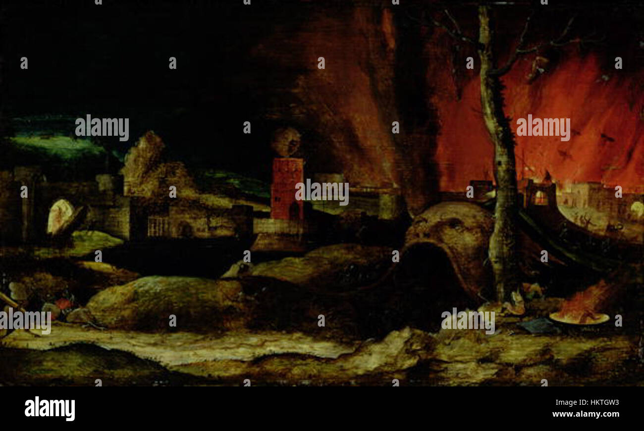 Questo lavoro, attribuito a un seguace di Jheronimus Bosch, mostra lo stile surreale e fantasioso per cui Bosch è rinomato. Il dipinto presenta probabilmente elementi fantastici e immagini simboliche, caratteristici dell'approccio unico di Bosch ai temi religiosi e morali, spesso esplorando i contrasti tra cielo e inferno. Foto Stock Questo lavoro, attribuito a un seguace di Jheronimus Bosch, mostra lo stile surreale e fantasioso per cui Bosch è rinomato. Il dipinto presenta probabilmente elementi fantastici e immagini simboliche, caratteristici dell'approccio unico di Bosch ai temi religiosi e morali, spesso esplorando i contrasti tra cielo e inferno. Foto Stock