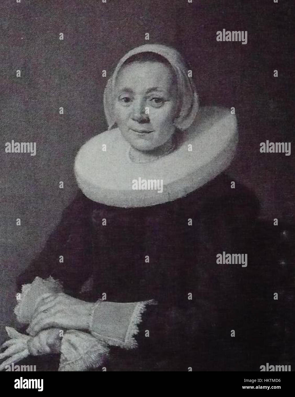 Frans Hals - Ritratto di una donna seduta tenendo i guanti con un appoggiate ruff Foto Stock