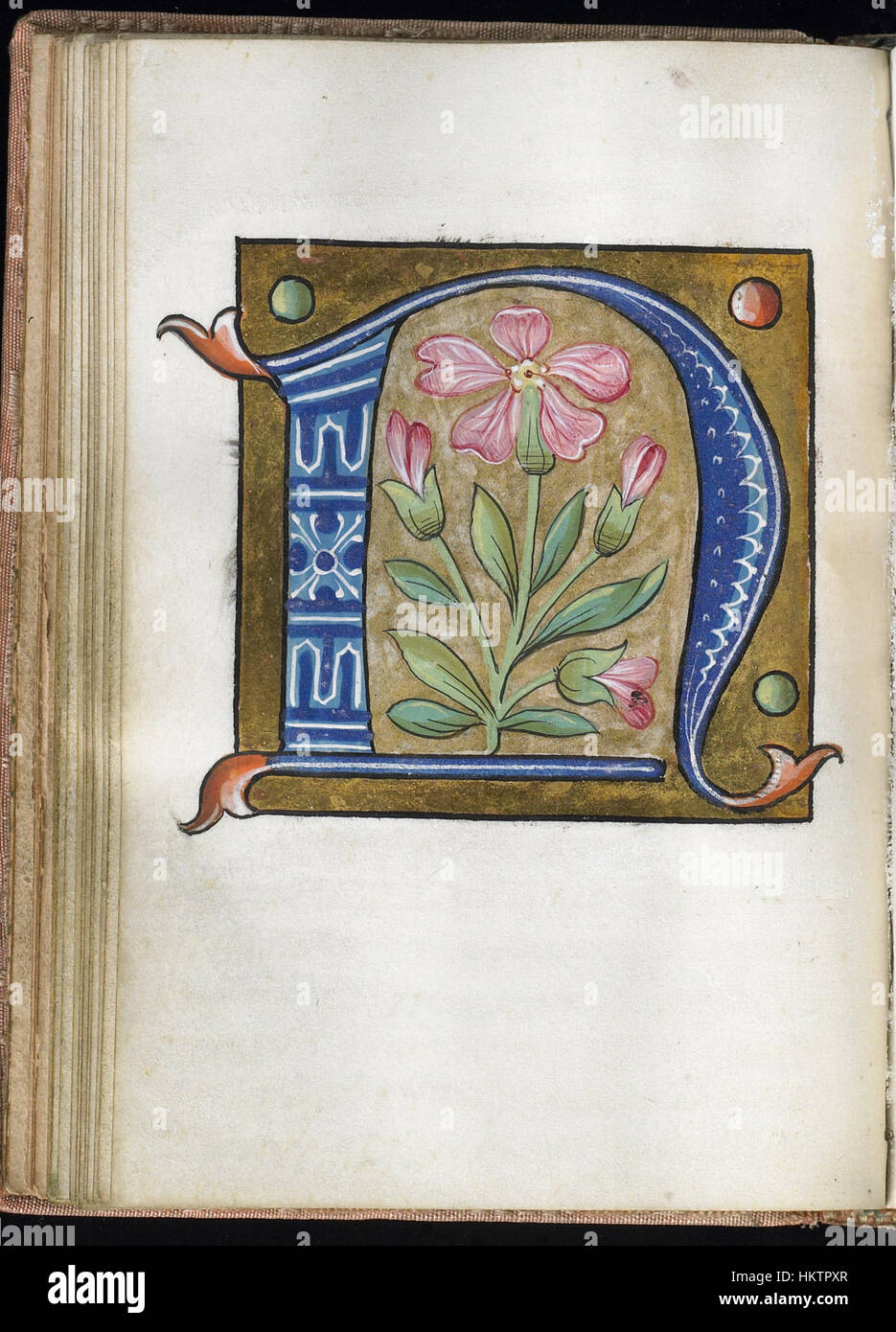 Una pagina di un libro di alfabeto francese che mostra un lavoro di design bello e complesso. Questa foglia di un manoscritto storico rappresenta gli strumenti educativi francesi utilizzati nei secoli precedenti, mettendo in evidenza la calligrafia e gli elementi decorativi. Foto Stock