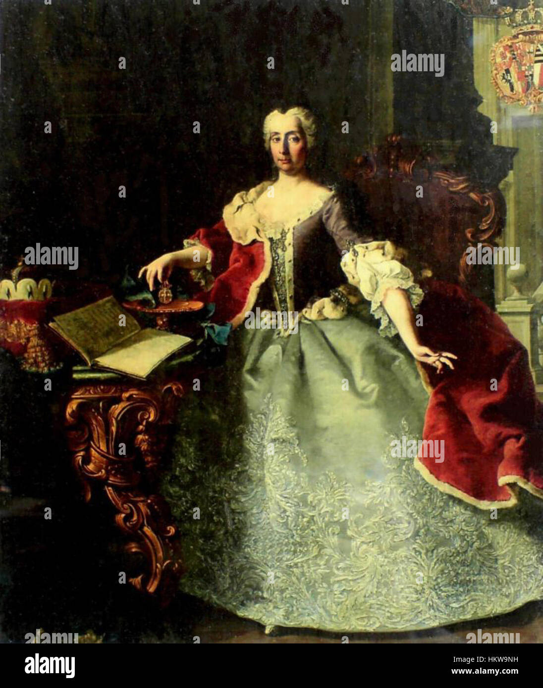 Ritratto a figura intera della Principessa Maria Theresia del Liechtenstein, contessa di Soissons da un artista sconosciuto Foto Stock