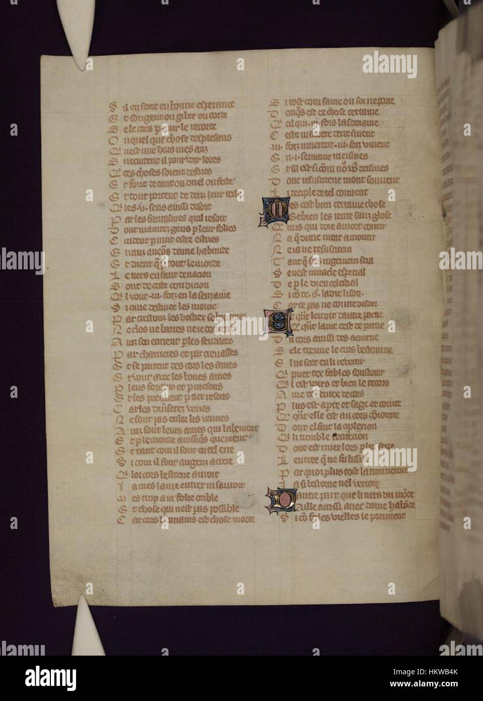 "Le Roman de la Rose", un poema allegorico medievale francese, è illustrato in questo manoscritto delle biblioteche Bodleiane. La pagina 130v cattura il romanticismo e l'amore cortese temi che erano centrali nel movimento letterario del XIII secolo. Foto Stock