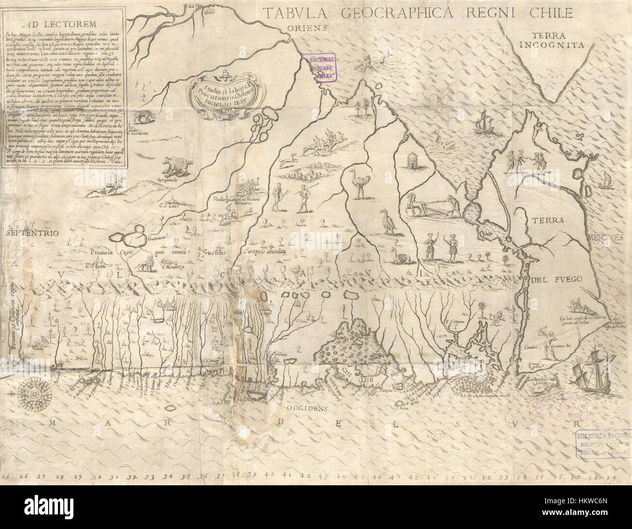 Questa carta geografica del Regno del Cile offre una visione dettagliata della topografia e dei confini politici del paese durante il periodo coloniale. Serve come importante mappa storica per comprendere il Cile antico moderno. Foto Stock