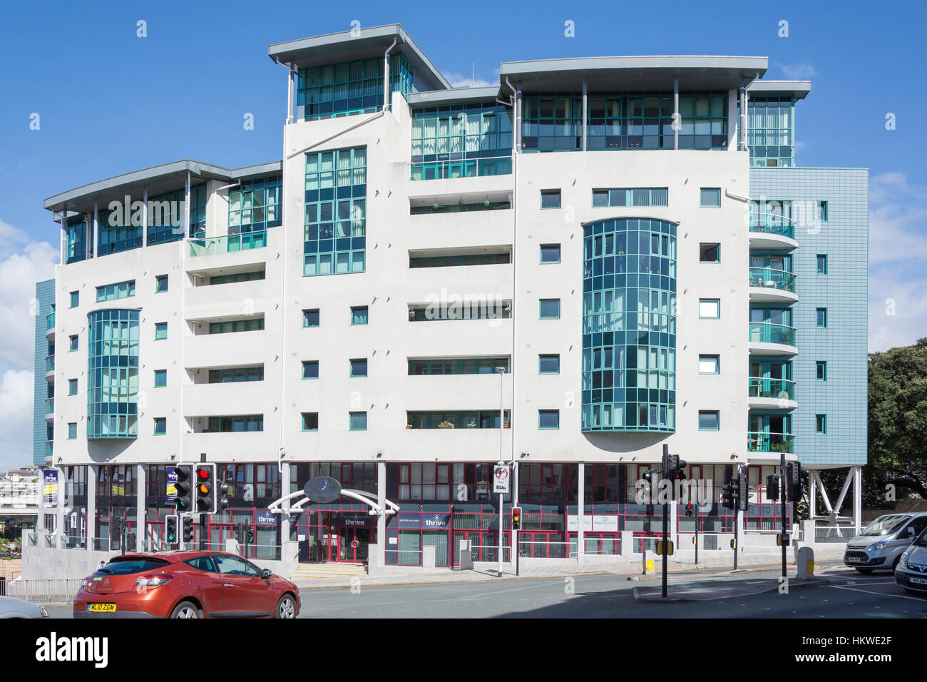 Ocean Crescent appartamento edificio, il Crescent, Plymouth Devon, Inghilterra, Regno Unito Foto Stock