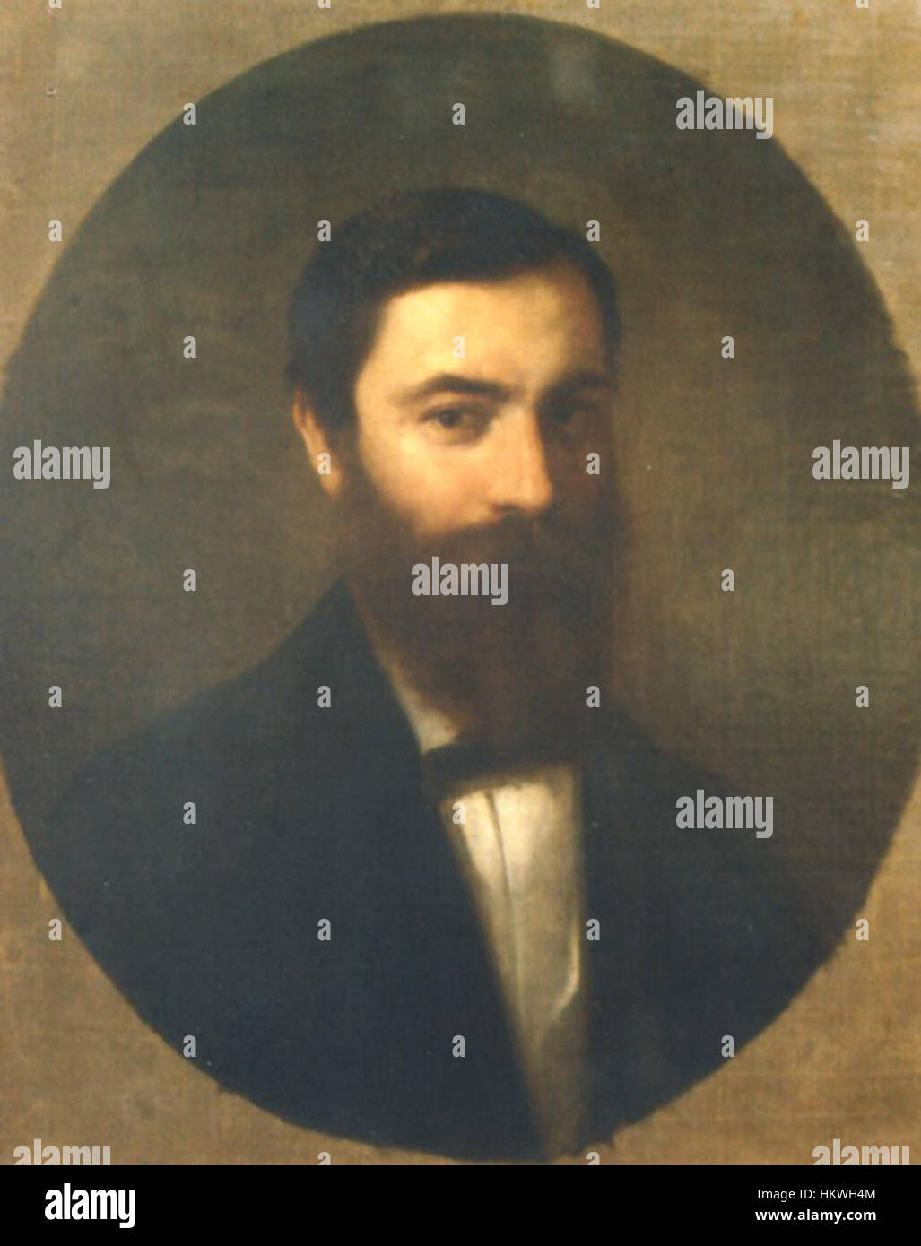 Questo dipinto di Gheorghe Tattarescu ritrae Dumitru Tattarescu, catturando il significato culturale e storico del soggetto all'interno dell'arte rumena. Il pezzo riflette il patrimonio artistico della Romania del XIX secolo e la sua identità nazionale. Foto Stock