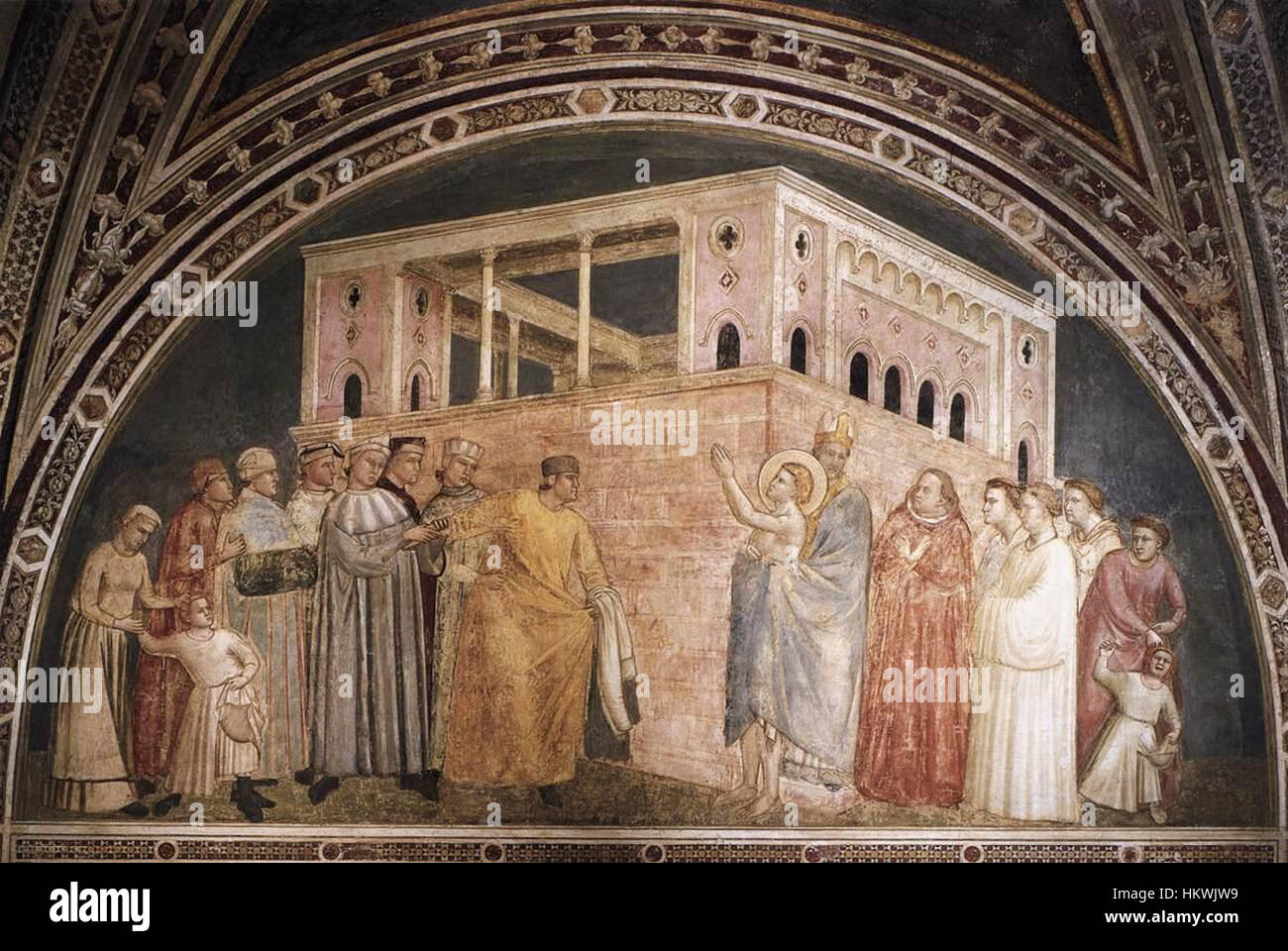 Giotto di Bondone - Scene della vita di San Francesco - 2. La rinuncia del Santo agli averi - WGA09303 Foto Stock