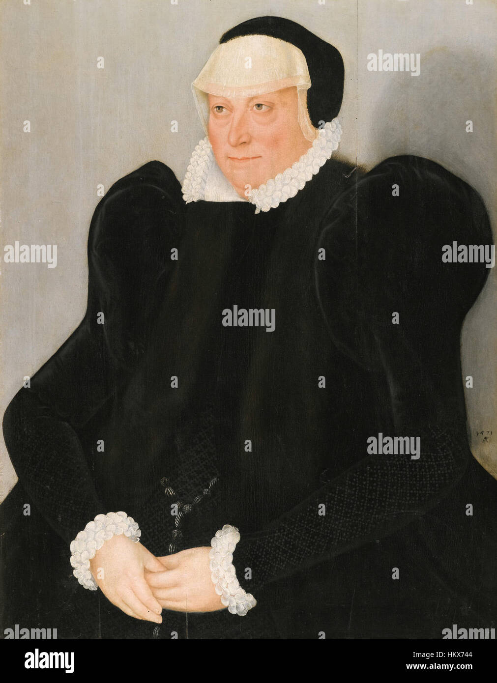 Lucas Cranach d.J. - Bildnis einer Dame in schwarzem Kleid Foto Stock