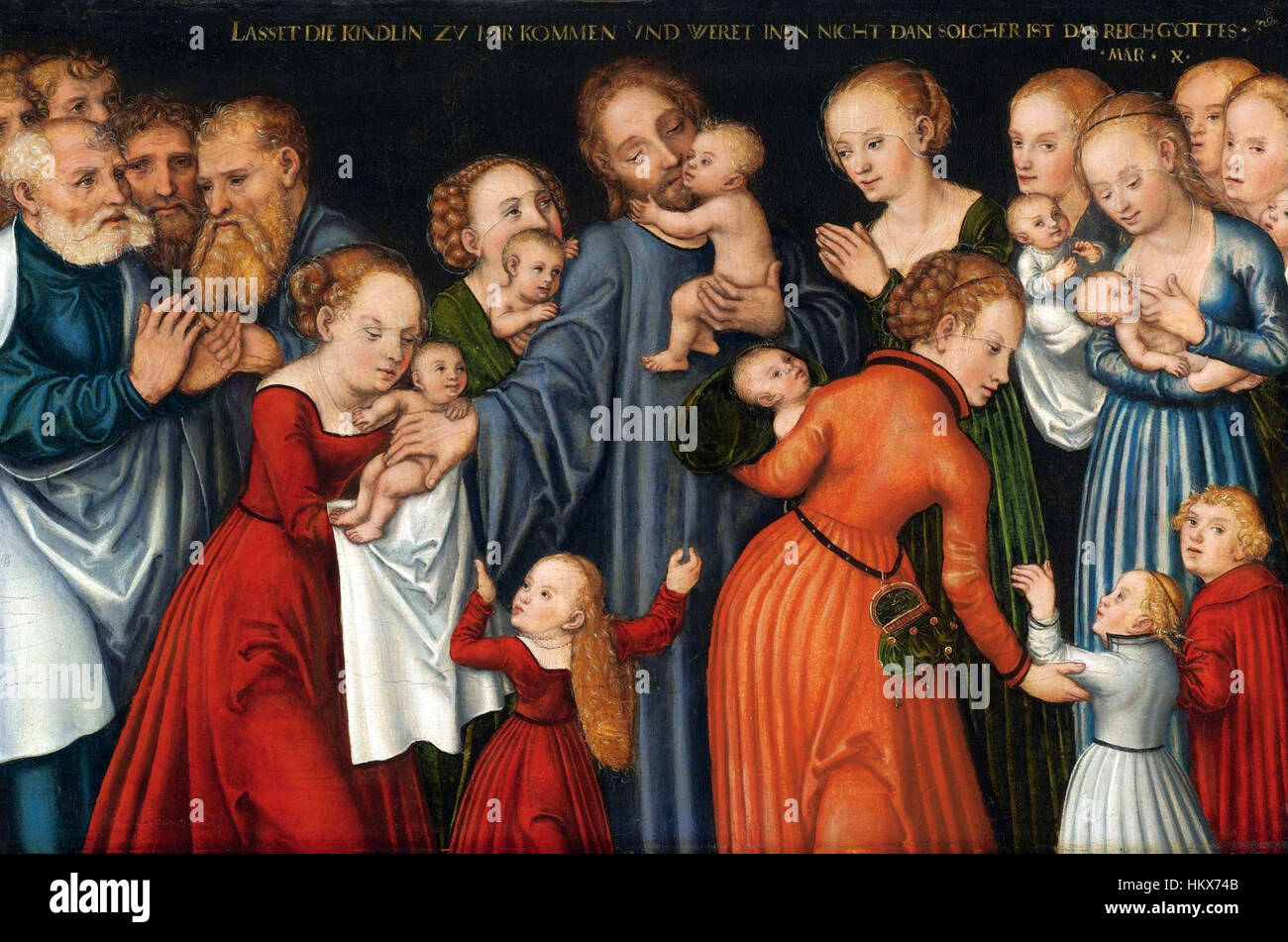 Lucas Cranach d.J. - Christus segnet die Kinder (ca.1540) Foto Stock