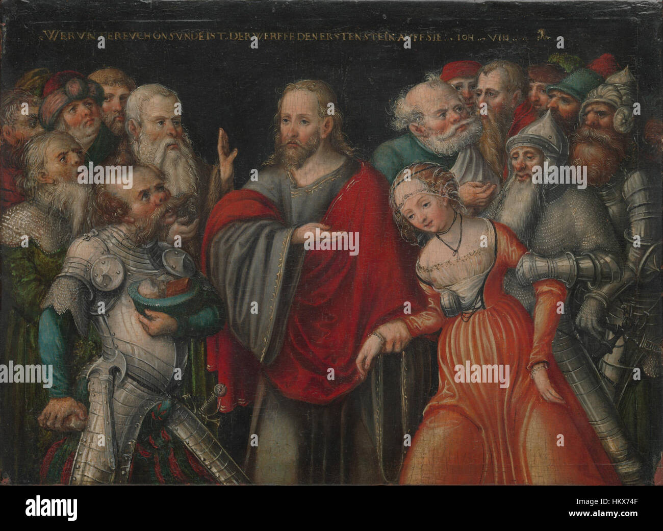 Lucas Cranach d.J. - Christus und die Ehebrecherin (Metropolitan Museum of Art) Foto Stock