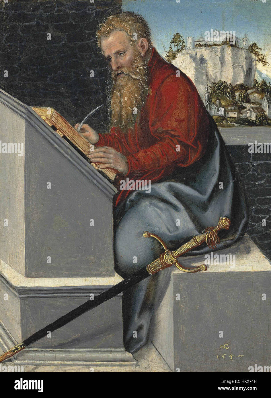 Lucas Cranach d.J. - Der heilige Paulus in seinem Studierzimmer Foto Stock