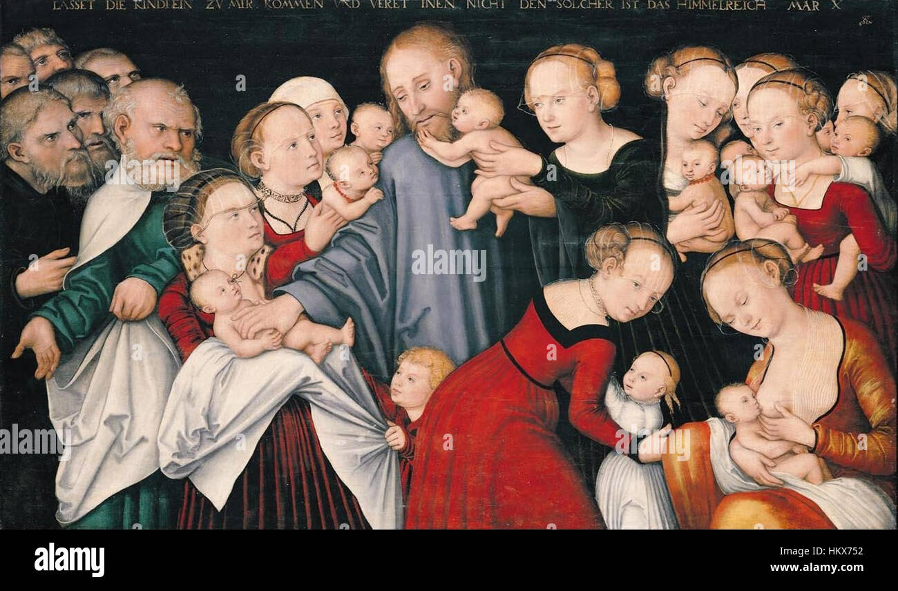 Lucas Cranach d. J. - Cristo la benedizione dei bambini - WGA05732 Foto Stock