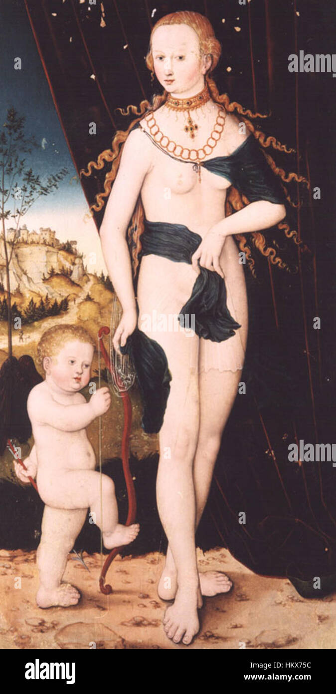 Lucas Cranach il Vecchio - Venere e Amor - prima del restauro Foto Stock
