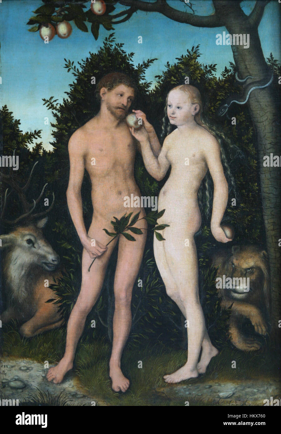 Lucas Cranach il Elder-Adam ed EVA 1533 Foto Stock