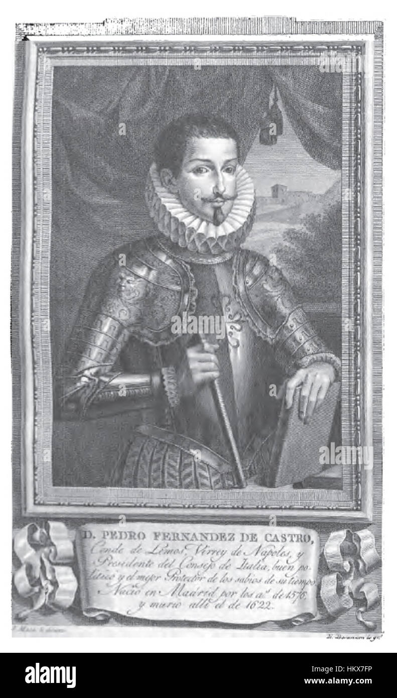 Pedro Fernandez de Castro fu una figura di spicco nella storia spagnola, noto per i suoi contributi all'arte e alla cultura. Le sue opere, spesso incentrate su temi religiosi e storici, riflettono lo stile barocco dell'epoca. Foto Stock