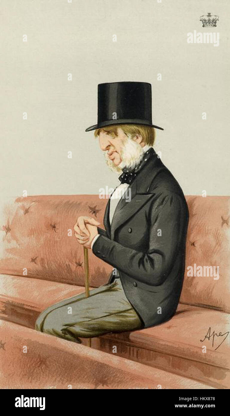 A Vanity Fair caricature of William Cavendish, pubblicato il 6 giugno 1874. L'opera raffigura umoristicamente l'influenza politica del nobile britannico e lo status aristocratico durante l'era vittoriana. Foto Stock