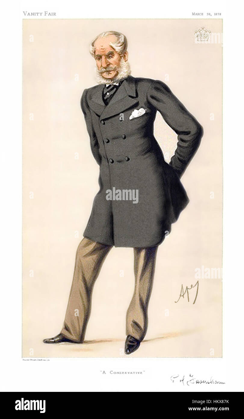 La caricatura di William Ernest Duncombe, pubblicata su Vanity Fair il 30 marzo 1878, offre un ritratto satirico del politico britannico. Conosciuto per il suo stile eccentrico e la sua influenza politica, l'immagine di Duncombe faceva parte del commento sociale della rivista sulle figure vittoriane. Foto Stock