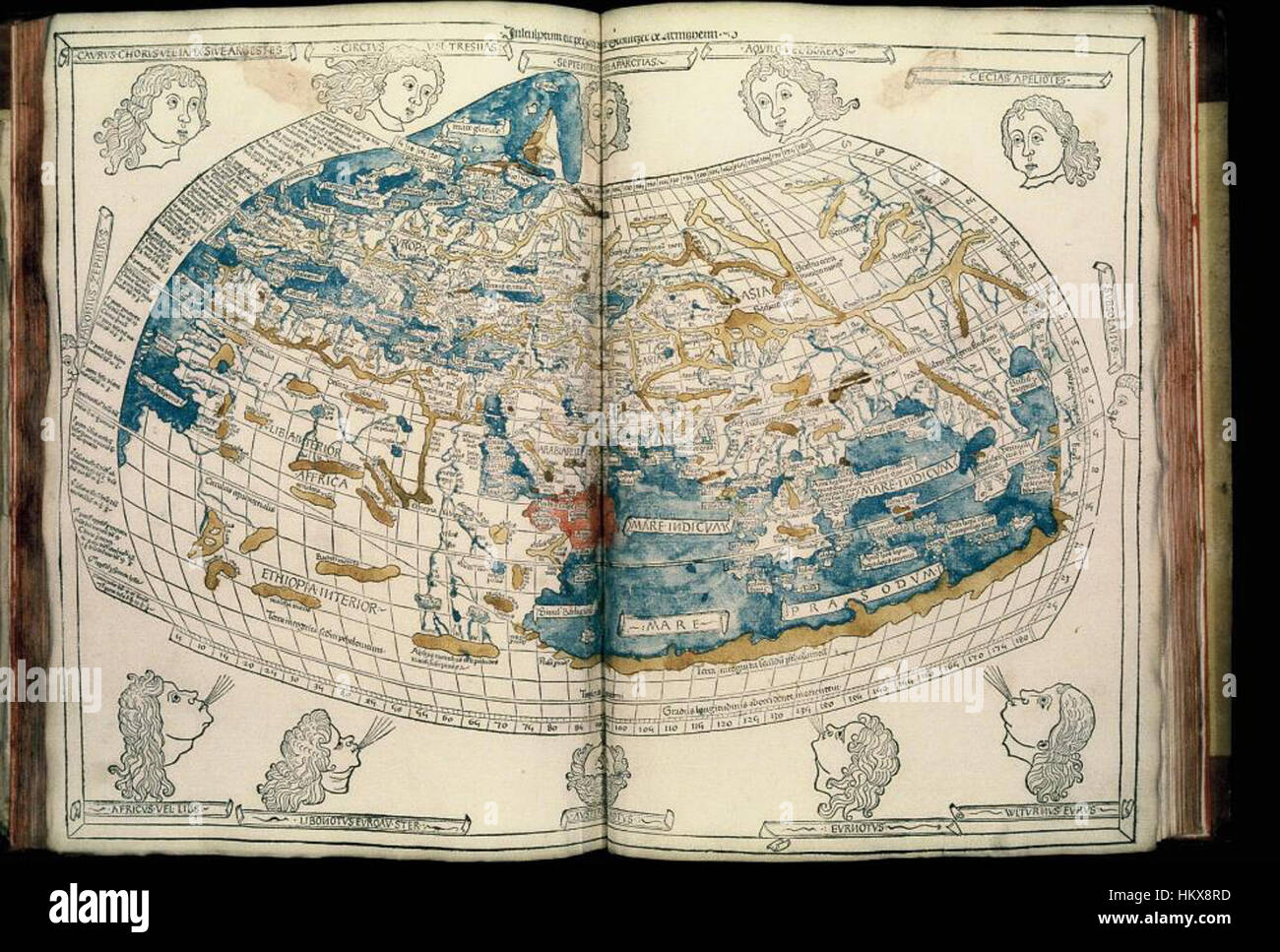 Questa mappa delle biblioteche bodleiane illustra il concetto di Tolomeo del *oikumene*, o mondo conosciuto, come immaginato nella geografia greca antica. La mappa evidenzia la comprensione greca del mondo e i suoi primi tentativi di cartografia. Foto Stock