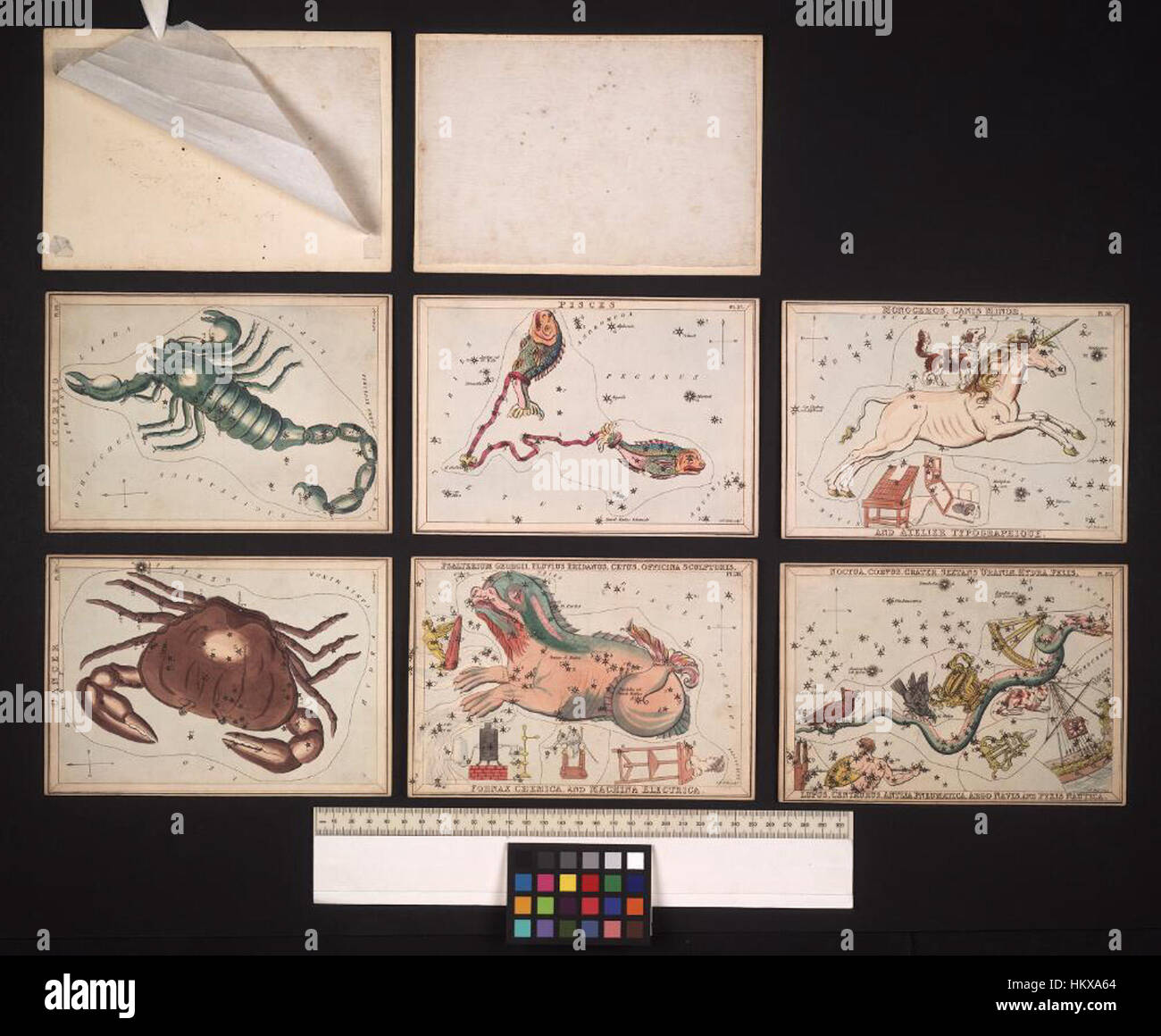 Lo specchio di Urania, creato dalle biblioteche Bodleiane, è una mappa celeste che rappresenta le stelle e le costellazioni nel cielo notturno. L'opera combina la conoscenza astronomica con il design artistico, offrendo una visione storica dei cieli e dei corpi celesti come si è capito durante la sua creazione. Foto Stock