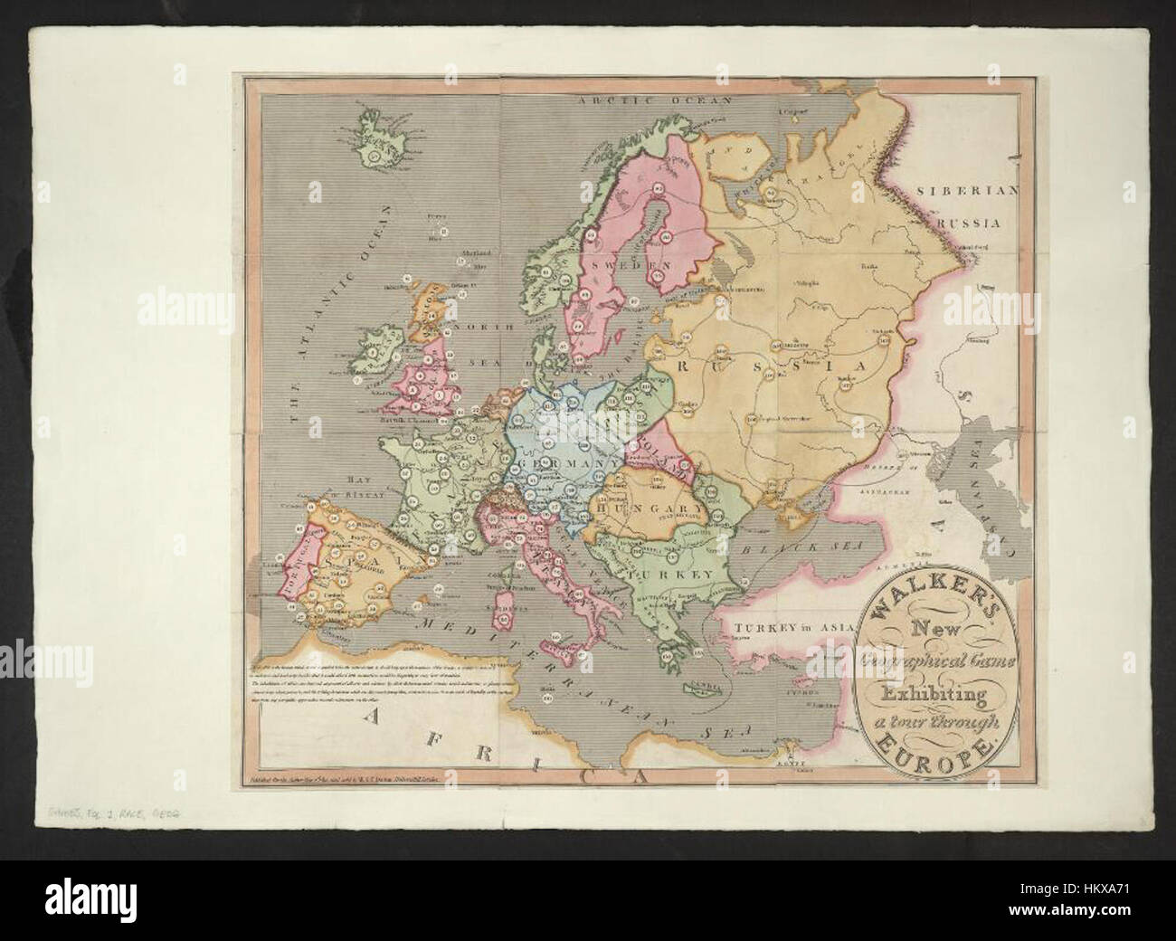 Librerie di Bodleian, il camminatore di nuovo gioco geografica- che esibisce un tour attraverso l'Europa Foto Stock