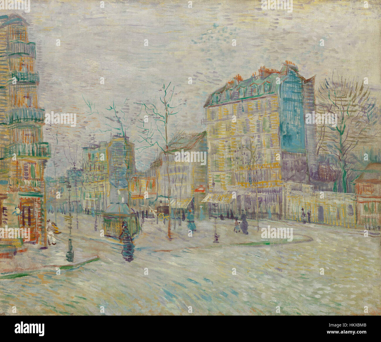 Questo dipinto di Vincent van Gogh, intitolato 'Boulevard de Clichy', cattura l'energia vibrante delle strade di Parigi nel XIX secolo. Creato nel 1887, riflette lo stile iconico di Van Gogh, utilizzando colori audaci e pennellate dinamiche per trasmettere movimento e vita su un vivace viale. Foto Stock