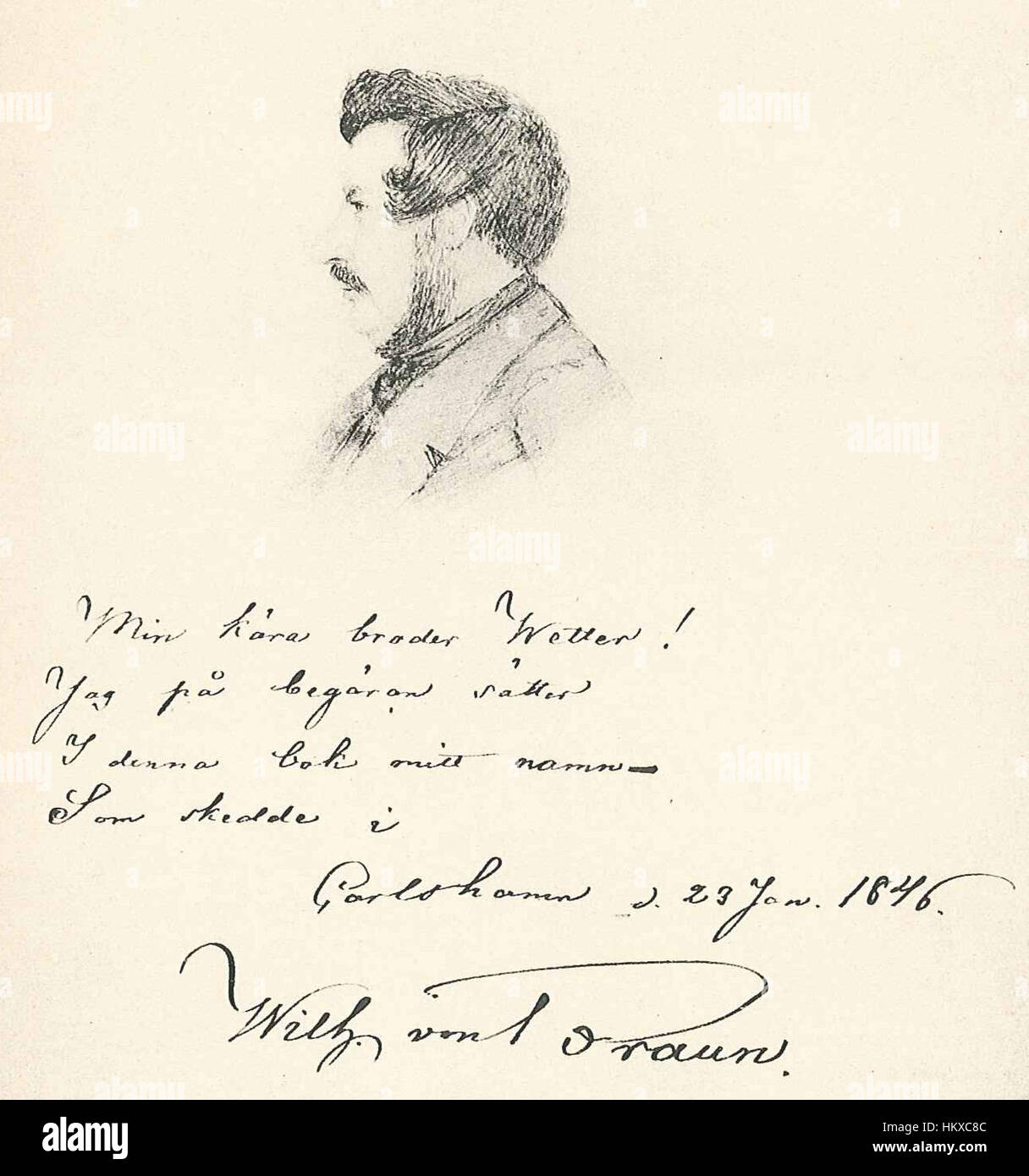 Questo ritratto del 1846 di Carl Wetter cattura Wilhelm von Braun, un'importante figura storica, che mostra lo stile dettagliato e la precisione della ritrattistica del XIX secolo. Foto Stock