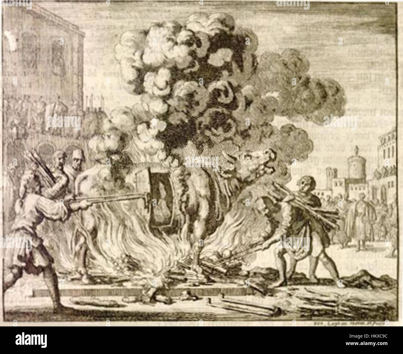 Il "Toro Brazen di Pergamo" (98 a.C.) è un'antica scultura greca in bronzo che rappresenta un dispositivo di tortura usato nell'antichità. La scultura è un importante manufatto storico, che illustra antichi metodi di esecuzione e tortura. Foto Stock