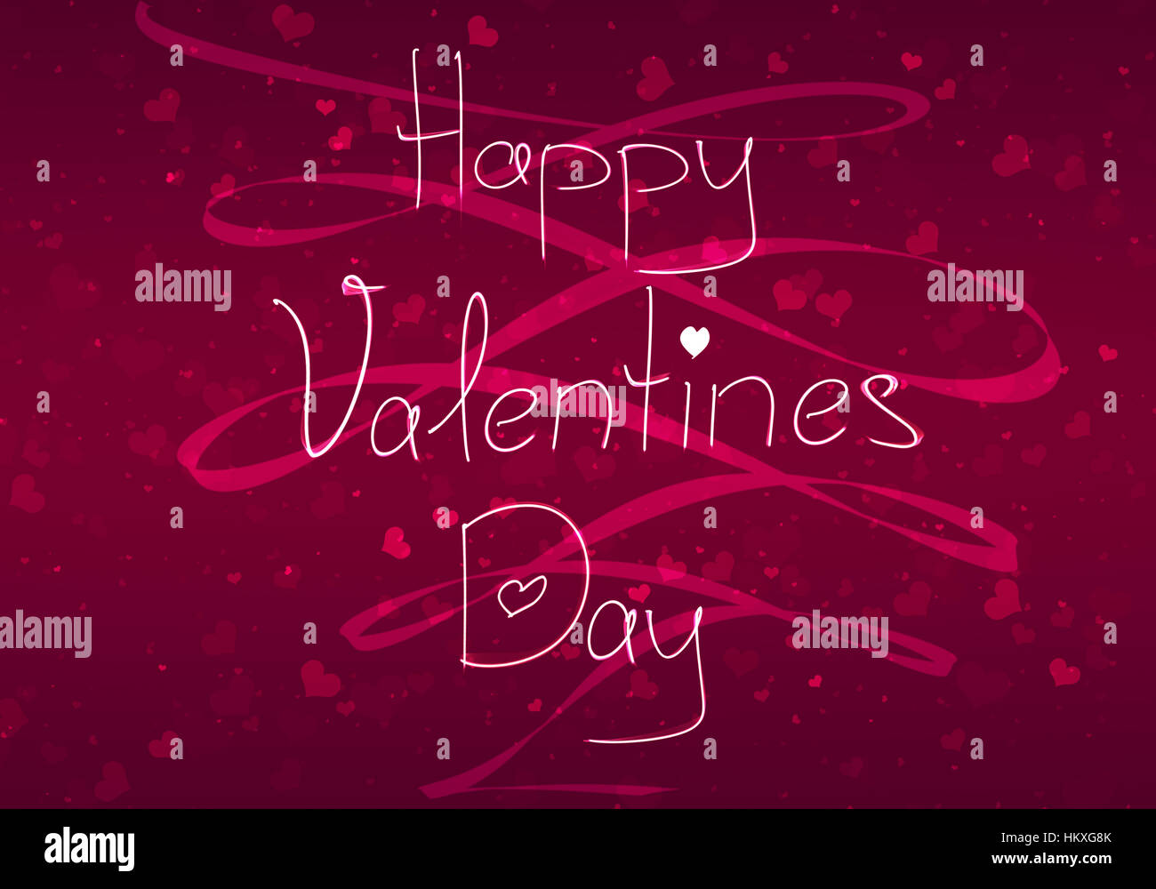 Buon San Valentino vintage del disegno a mano con sfondo glitter cuori e nastro. Carta da parati, carta regalo, poster, flyer. Foto Stock