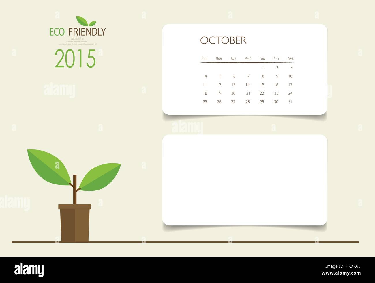 2015 Calendario Calendario mensile modello per ottobre. Illustrazione Vettoriale. Illustrazione Vettoriale