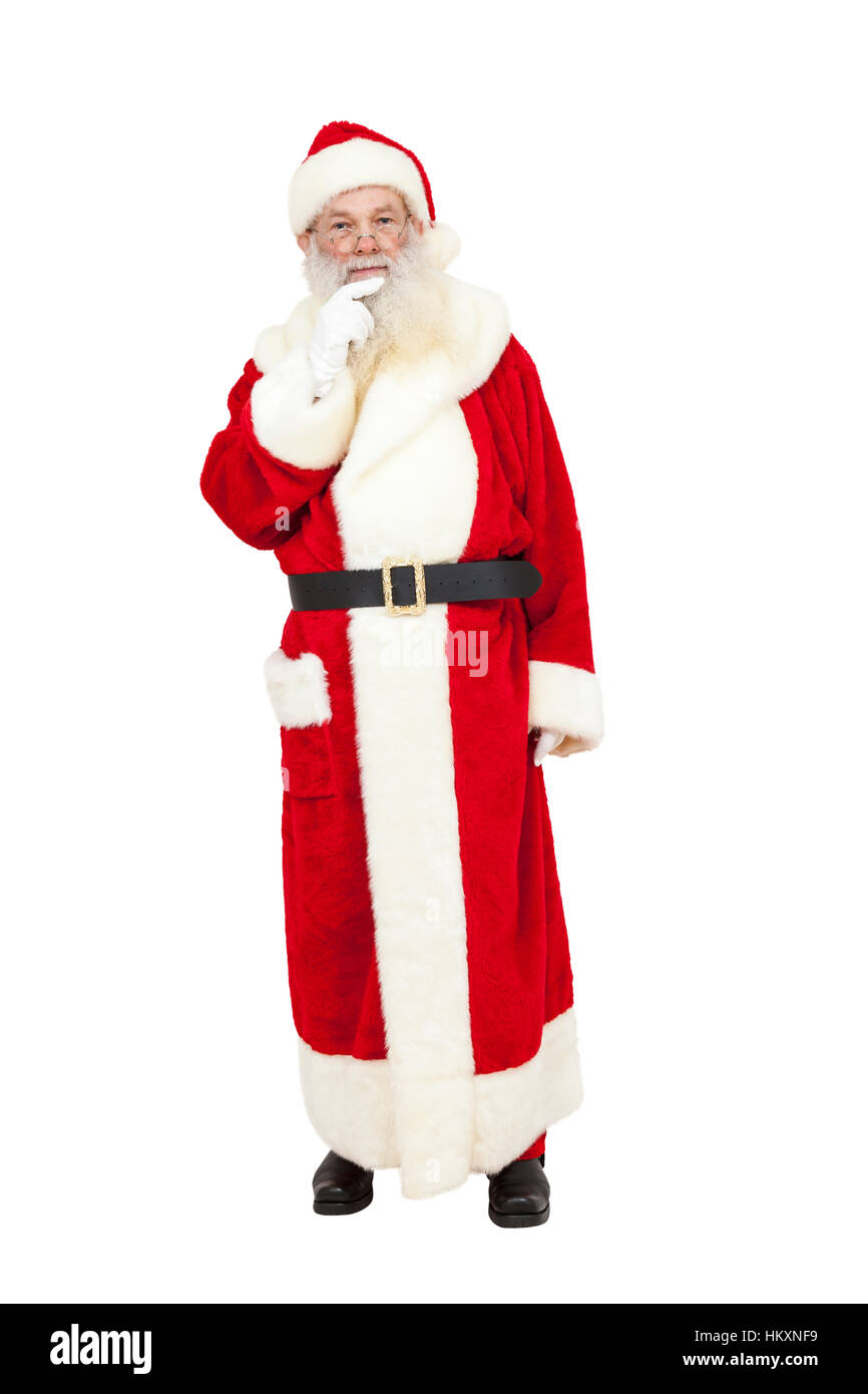 Babbo Natale con la barba reale guardando nella telecamera Foto Stock