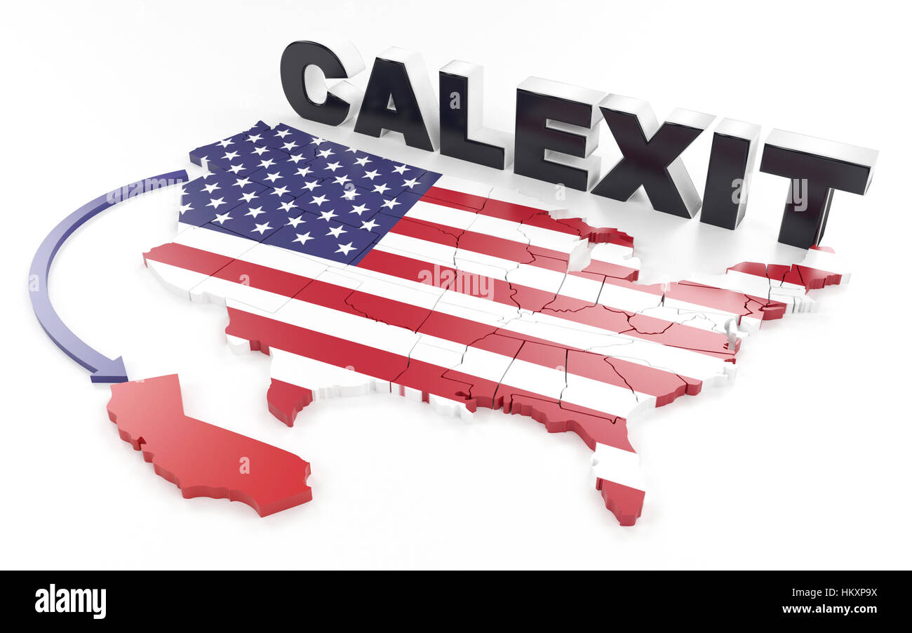 California vuole lasciare (uscita) gli Stati Uniti d'America. CALEXIT. Il rendering 3D. Foto Stock