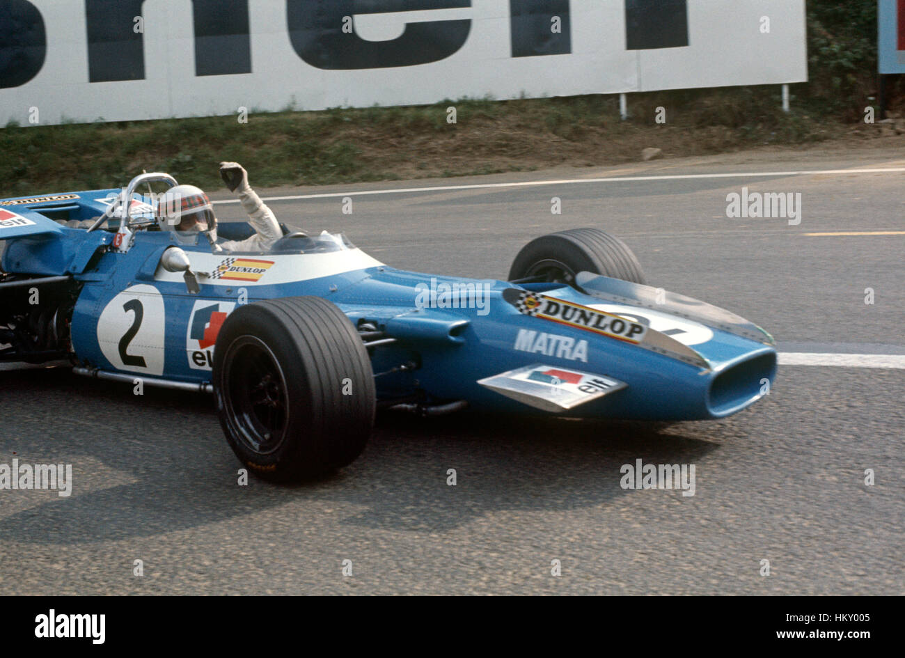 1969 Jackie Stewart GB Matra MS80 Clermont Ferrand il GP di Francia 1. Foto Stock