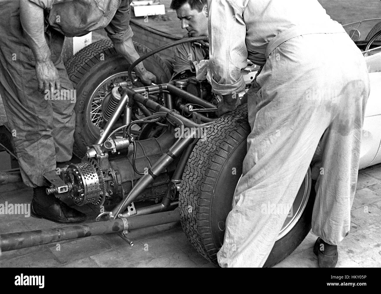 1961 Ferrari 156 Garage cambio Spa GP belga GG Foto Stock