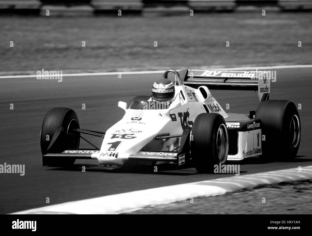 1983 Keke Rosberg Williams svedese FW08C Silverstone GP di Gran Bretagna : XI FL Foto Stock