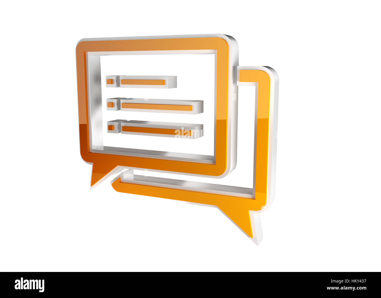 Icona chat come 3d simbolo in plastica isolato sul bianco. Foto Stock