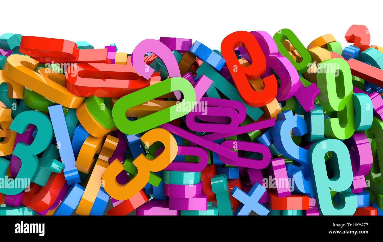 Un sacco di colori i numeri in plastica. Foto Stock