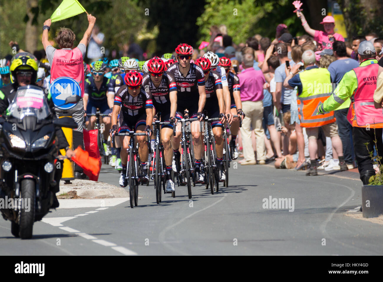 I ciclisti del Team Giant-Alpecin durante la seconda tappa del Giro d'Italia 2016 a Beuningen, Paesi Bassi Foto Stock