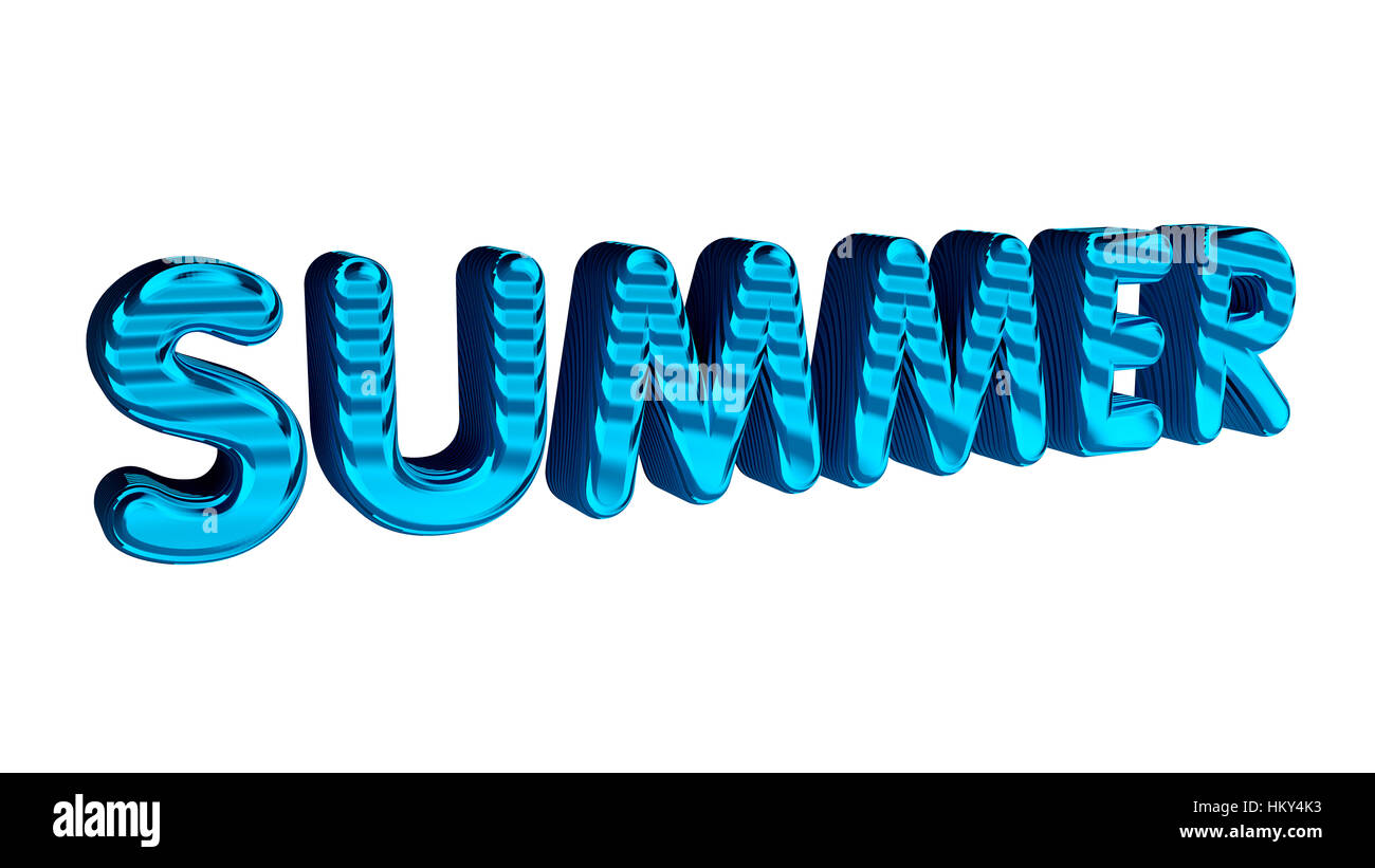 Testo estate isolato sul bianco. Foto Stock