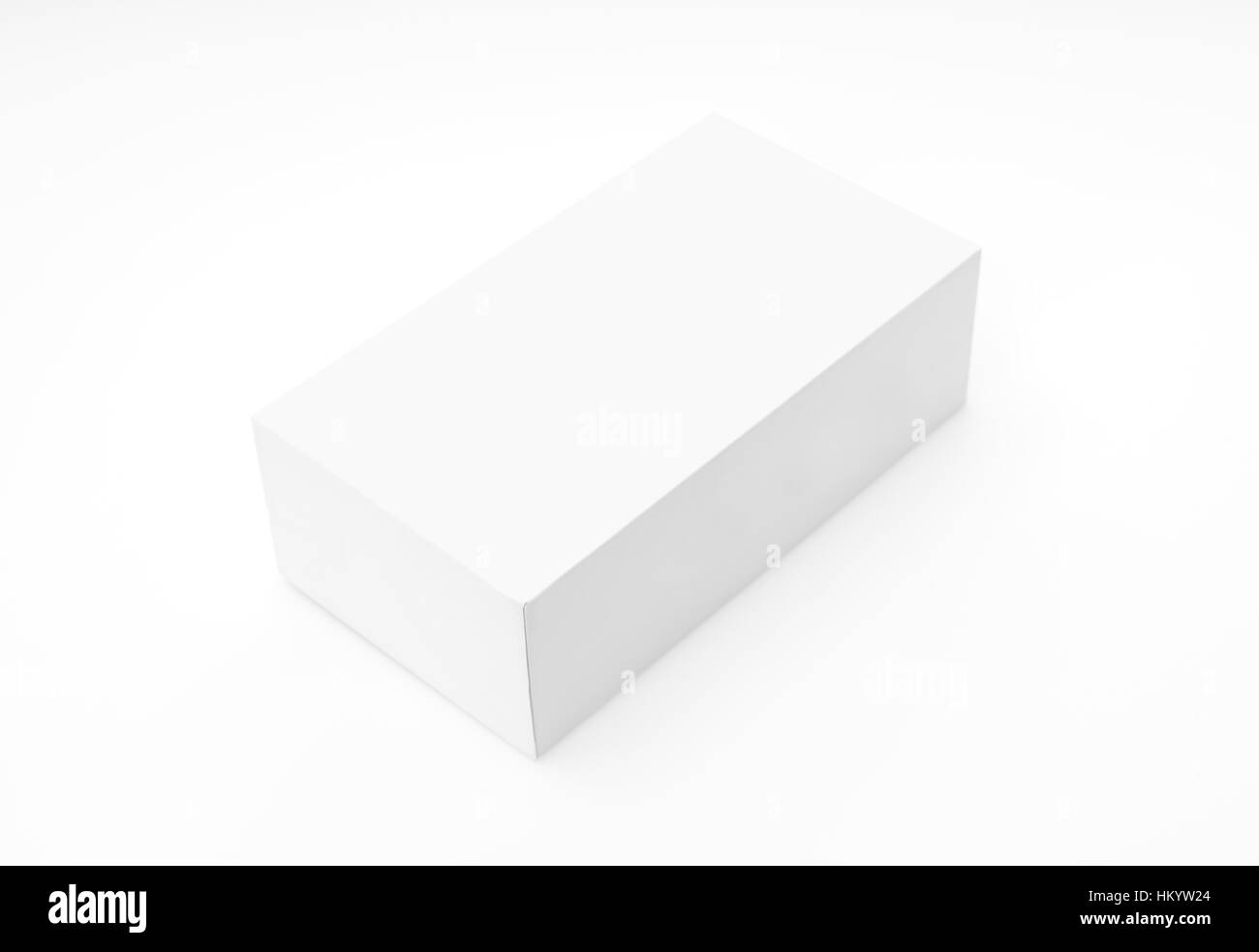 Vuota la casella bianca mock up su sfondo bianco Foto Stock