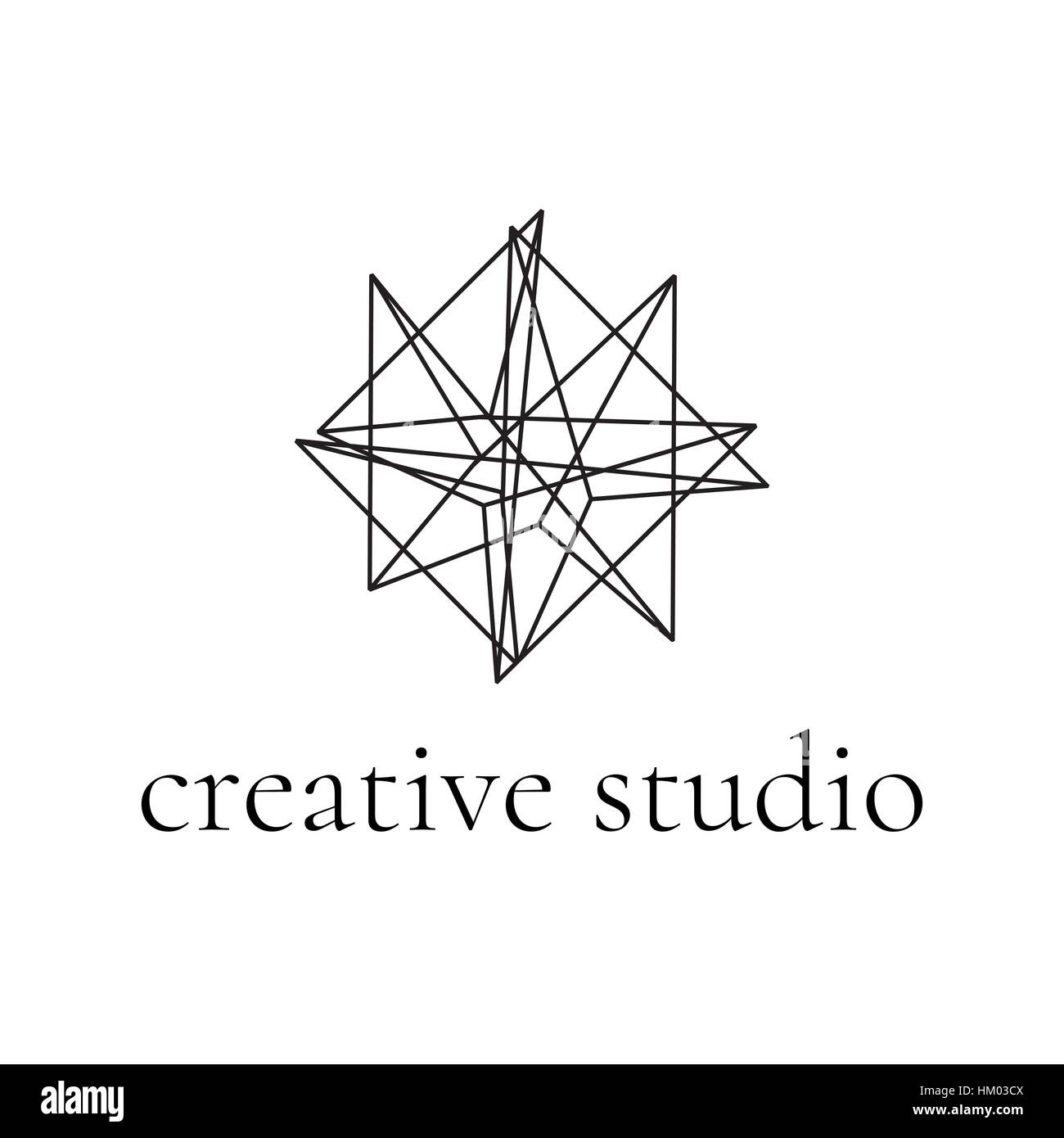Geometrica astratta logo lineare in prospettiva. Illustrazione Vettoriale