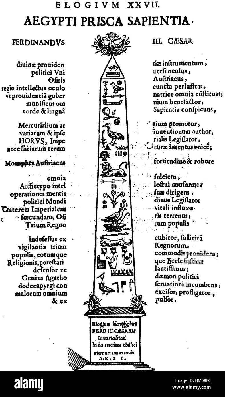 "Kircher Oedipus Aegyptiacus" è un'importante opera storica che esplora l'antica civiltà egizia. Si concentra sull'influenza egiziana sulla mitologia greca, in particolare la storia di Edipo. Foto Stock